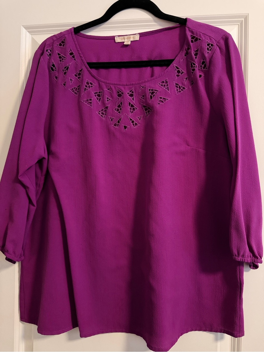 Skies Are Blue Violet Scoop Neck Tunic with Cutout Detail